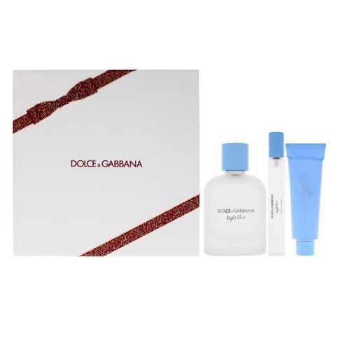 SET DOLCE & GABBANA LIGHT BLUE MEN (3 PC) 3.3 OZ EDT SP / 1.69 OZ SG / 0.33 OZ EDT SP / 8056669922261