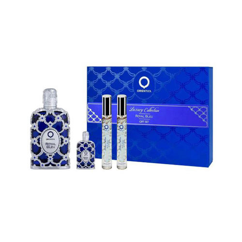 SET ORIENTICA LUXURY COLLECTION ROYAL BLUE  MEN ( 4 PC ) 2.7 OZ EDP / 0.25 OZ EDP / 2 X 0.3 EDP / 6297001158098