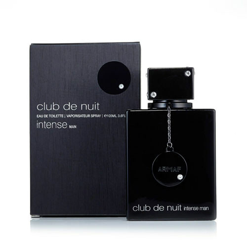 Perfumes Wholesale Armaf Club De Nuit Intense Men 105ml EDT perfume bottle and packaging, sleek black design.