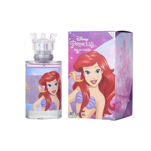 Perfumes Wholesale Disney Princess Ariel perfume bottle and box, 3.4oz EDT spray for kids, purple and clear.