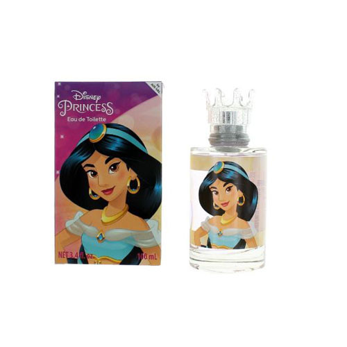 Perfumes Wholesale Disney Princess Jasmine EDT perfume bottle and packaging, 100ml, clear glass, Disney brand, Princess Jasmine design.