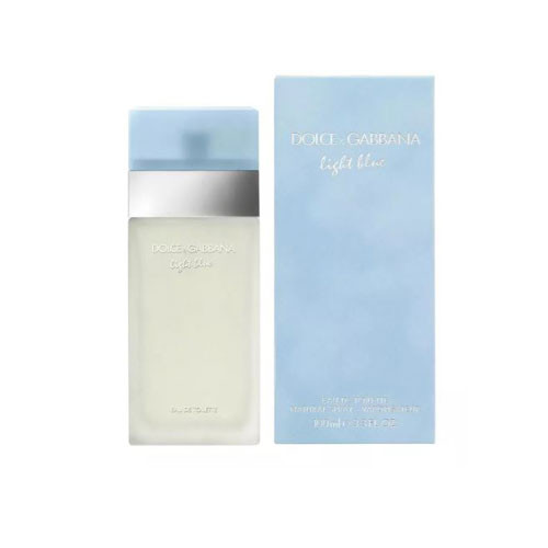 Perfumes Wholesale Dolce & Gabbana Light Blue Women 3.4 oz EDT perfume bottle and box, 100ml, silver cap.