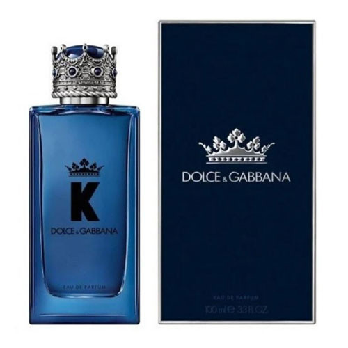 Perfumes Wholesale Dolce & Gabbana K for Men Parfum 3.4 oz blue bottle with silver crown cap packaging.
