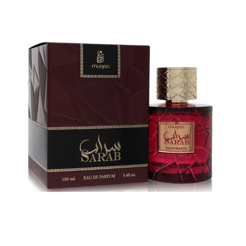 Perfumes Wholesale DUMONT Murjan Sarab Women 3.4oz EDP perfume bottle and box, 100ml, red, gold accents.