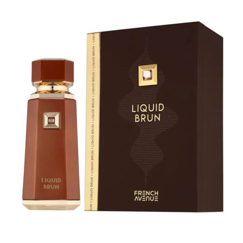Perfumes Wholesale FRAGRANCE WORLD Liquid Brun Avenue For Men 3.4 OZ EDP brown bottle and packaging.