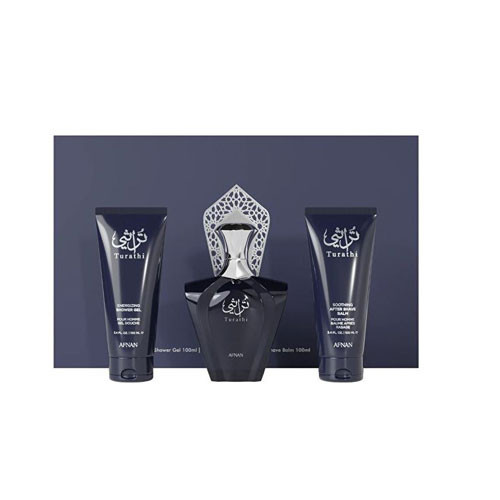 SET AFNAN TURATHI MEN ( 3 PC )3.0 OZ EDP SP / 3.4 OZ SG /3.4 OZ ASB / 6290171074274