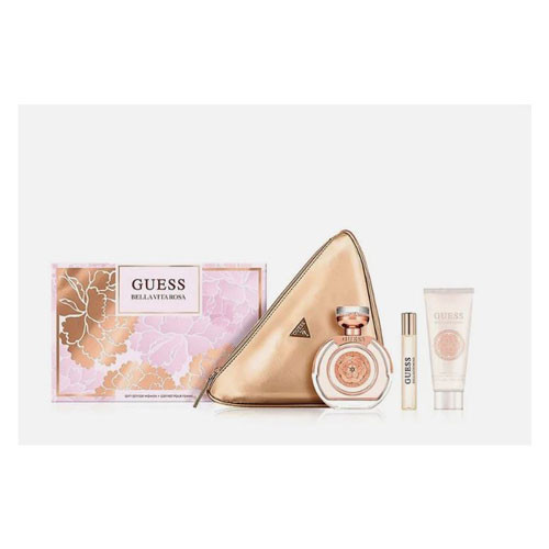 SET GUESS BELLA VITA ROSA WOMEN ( 4 PC ) 3.4 OZ EDT SP / 0.50 OZ TRAVEL / 3.4 OZ BL / POUCH / 85715349750