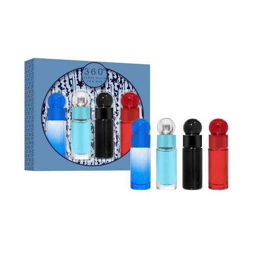 SET PERRY ELLIS 360 MEN MINI  ( 4 PC ) 0.25 OZ RED /  BLUE /  BLACK  / VERY BLUE / 844061016101