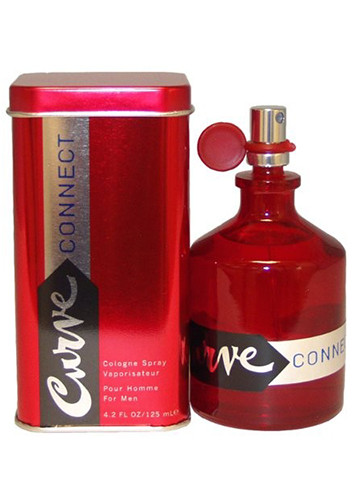 Perfumes Wholesale Liz Claiborne Curve Connect Men 4.2 OZ EDT perfume bottle and red tin packaging.