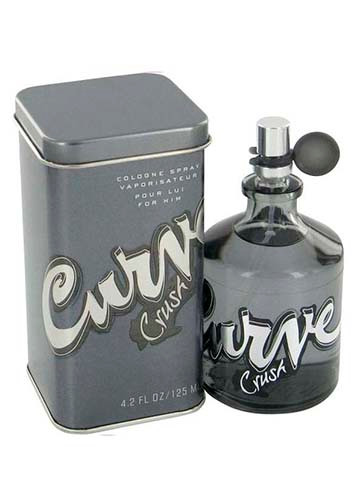 Perfumes Wholesale Liz Claiborne Curve Crush Men 4.2 OZ EDT perfume bottle and tin packaging, 125ml, gray.