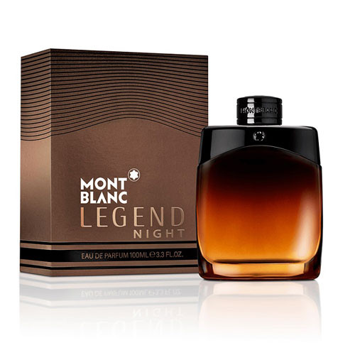 Perfumes Wholesale Montblanc Legend Night EDP 3.4oz 100ml men's perfume bottle and box, brown and black color.