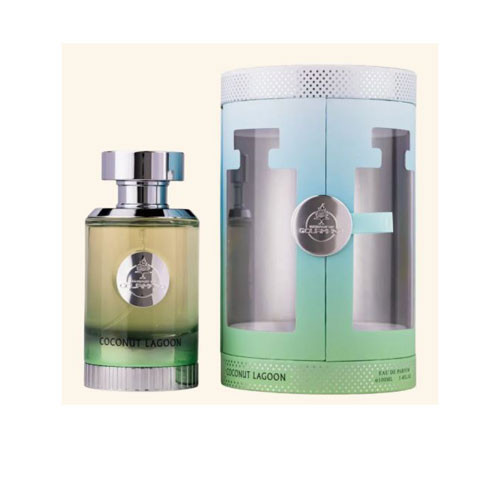 Perfumes Wholesale PARIS CORNER COCONUT LAGOON EDP 100ml unisex perfume bottle and packaging green blue gradient.
