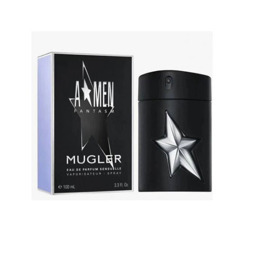 Perfumes Wholesale Thierry Mugler A Men Fantasma Sensuelle 3.4oz EDP Spray, 100ml, black bottle with silver star.