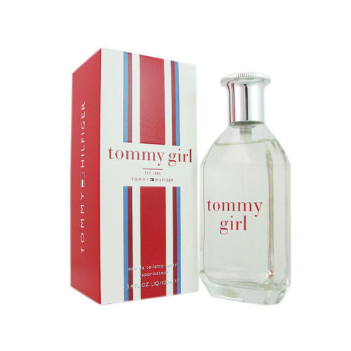 Perfumes Wholesale Tommy Hilfiger Girl 3.4 oz EDT Spray perfume bottle and box, 100ml, clear, silver cap.