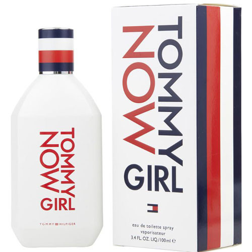 Perfumes Wholesale Tommy Hilfiger Now Girl 3.4 oz EDT perfume bottle and box, 100ml, white, red, blue.