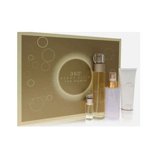 SET PERRY ELLIS 360°FOR WOMEN (4 PC)3.4 OZ EDT /4.0 OZ MIST/3.0OZ SG /0.25 OZ MINI / 844061015531