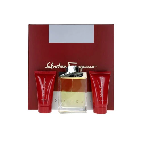 SET SALVATORE FERRAGAMO-F MEN ( 3PC )3.4 OZ EDT SP /2.5 OZ SG / 2.5 OZ A/S BALM / 8052464894673