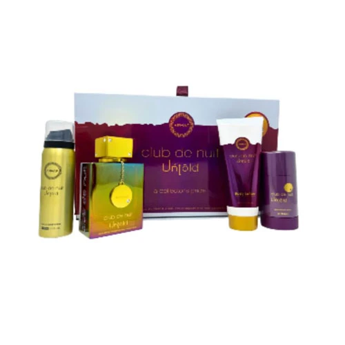 SET ARMAF CLUB DE NUIT UNTOLD UNISEX ( 4 PC ) 3.4 OZ /1.7 OZ BL /2.6 OZ DEO STICK / 3.4 OZ BL / 6294015175400