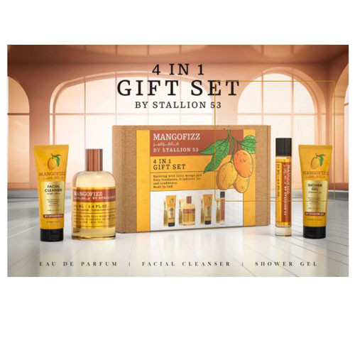SET EMPER MANGOFIZZ BY STALLION 53 UNISEX (4 PC) 3.4 OZ EDP SP/3.4 OZ SG/3.4 OZ FACIAL CLEANER /0.68 EDP SP / 62940219089