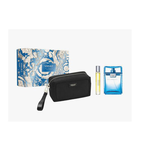 SET VERSACE EAU FRAICHE MEN ( 3 PC )3.4 OZ EDT SP /0.34 OZ EDT SP / HARD BOX / 8011003902958