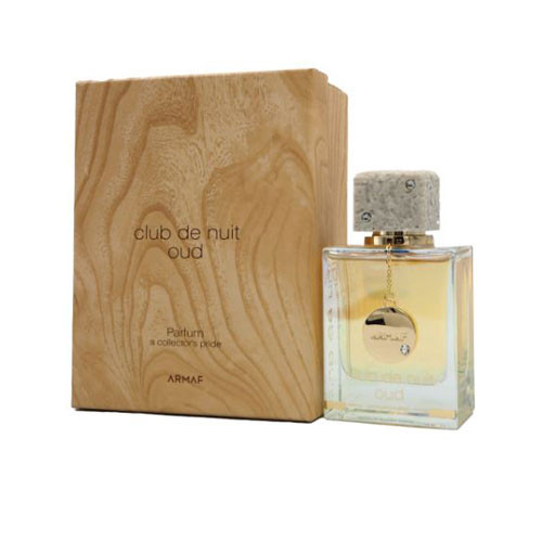 Perfumes Wholesale ARMAF Club De Nuit Oud Unisex 3.5oz EDP perfume bottle and wooden box packaging.
