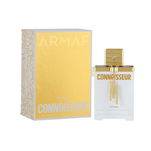 Perfumes Wholesale ARMAF Connoisseur Women 3.4oz EDP perfume bottle and packaging, gold and white design, 100ml size.