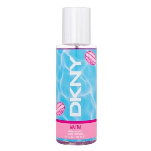 Perfumes Wholesale DKNY Be Delicious Pool Party Mai Tai women's body mist, 8.4 oz, pink and blue bottle.