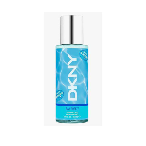 Perfumes Wholesale DKNY Be Delicious Pool Party Bay Breeze women's body mist bottle, 8.4oz, silver cap, blue label.