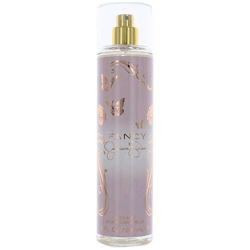 Perfumes Wholesale Jessica Simpson Fancy body mist, 8oz, purple bottle with gold accents and butterfly design.