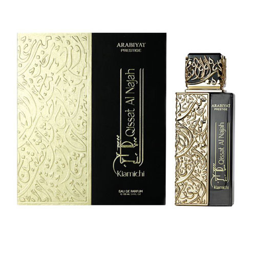 Perfumes Wholesale Arabiyat Prestige Qissat Al Najah Kiamichi Men 3.4oz EDP perfume bottle and packaging Arabiyat.