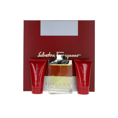 Perfumes Wholesale Ferragamo Salvatore Gift Set for Men, 3PC, EDT, SG, A/S Balm, UPG-FER-63, Red Packaging