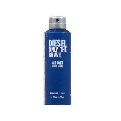Perfumes Wholesale DIESEL Only Brave UP-DIE-27 body spray bottle, 5.8 oz, silver cap, blue packaging, DIESEL branding.