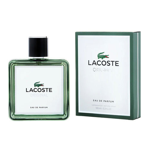 Perfumes Wholesale Lacoste Original Men 3.3 oz Eau De Parfum, 100ml, green bottle, black cap, white label.