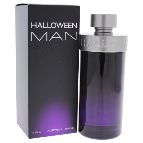 Perfumes Wholesale Halloween Men 6.8 oz EDT spray perfume bottle and box, 200ml, silver and purple packaging.