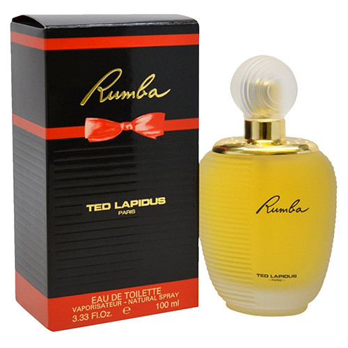 Perfumes Wholesale TED Lapidus Rumba Women 3.3 oz EDT perfume bottle and box, 100ml, yellow fragrance.