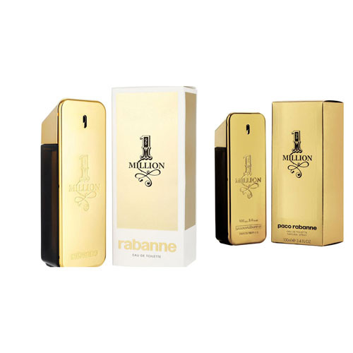 Perfumes Wholesale Paco Rabanne 1 Million Men 3.4 oz EDT perfume bottle and packaging in gold color.