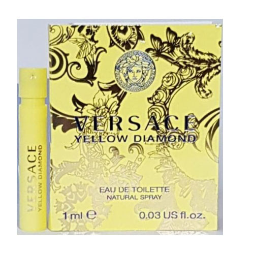 Perfumes Wholesale VERSACE Yellow Diamond Women 0.03 EDT SP, UP-VER-227, yellow packaging, VERSACE branding, small bottle.
