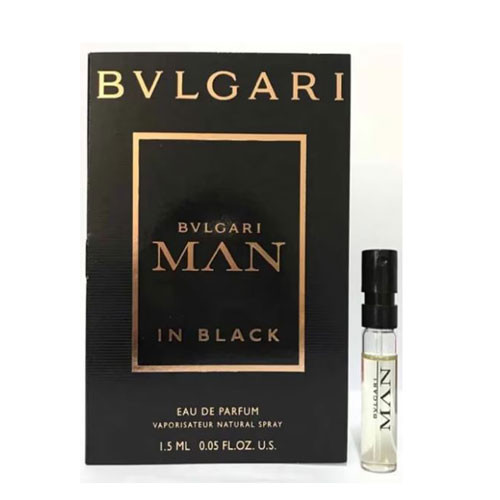 Perfumes Wholesale BVLGARI Man In Black EDP 0.05oz perfume vial by BVLGARI, UP-BVL-147, black packaging.