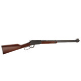 Right side profile view of a Henry H001M Classic .22 WMR lever-action rifle featuring an American walnut stock and blued finish.