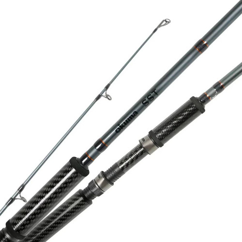 Side profile of Okuma SST Carbon Grip A two-piece heavy fishing rod