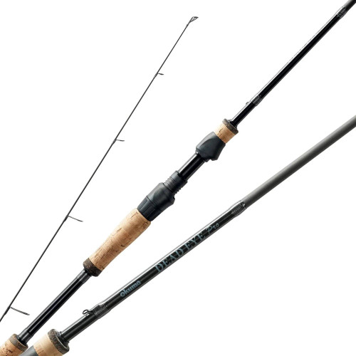 Close-up of Okuma Dead Eye Pro carbon rod blank and handle assembly