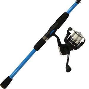Streamside Warrior blue spinning rod and reel combo for freshwater fishing