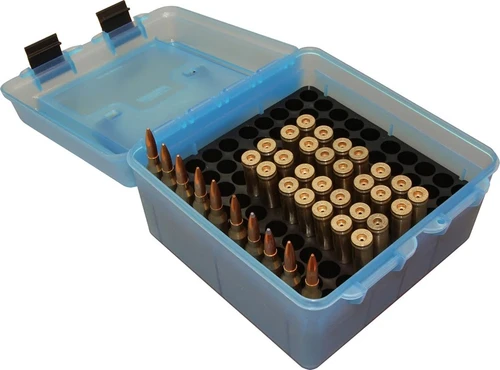 MTM Deluxe 100-Round Magnum Ammo Box (Clear Blue)