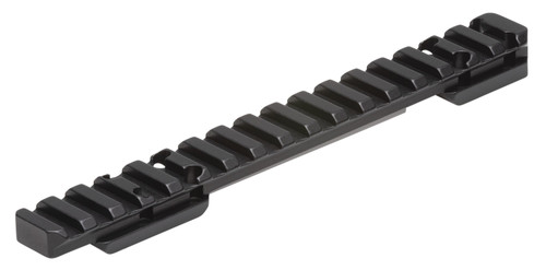 Angled top view of a black Browning X-Bolt twenty MOA Picatinny scope base rail on a clean white background
