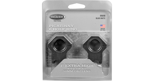 Weaver Optics Tactical 6-Hole Skeletonized 1-Inch Scope Rings - Extra High
