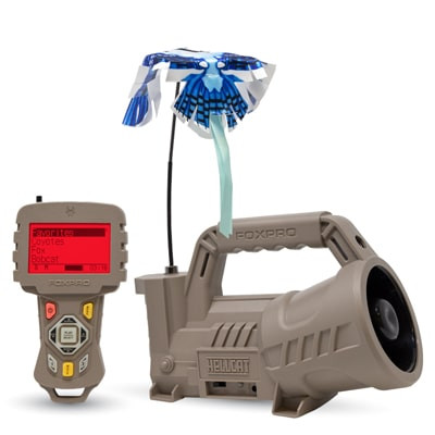 The HellCat Features TX433XL transmitter available at The Outdoorsman in Medicine Hat, designed for reliable predator calling with 75 built-in sounds.