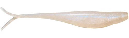 Z-Man Scented Jerk ShadZ 3.5-inch split-tail soft jerkbait in Gussy's Glimmer Blue colorway, showing the translucent pearl body with fine blue glitter flake.