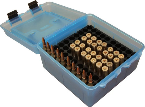 MTM Deluxe 100-Round Magnum Ammo Box (Clear Blue)
