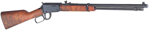 Full profile view of a Henry H001T Frontier .22 caliber rimfire rifle featuring a 20-inch blued steel octagonal barrel.