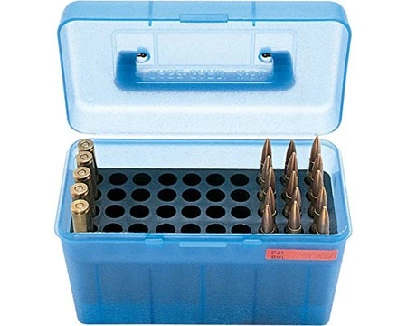 MTM Case-Gard H50-RL-24 Deluxe 50-Round Rifle Ammo Box (Blue)